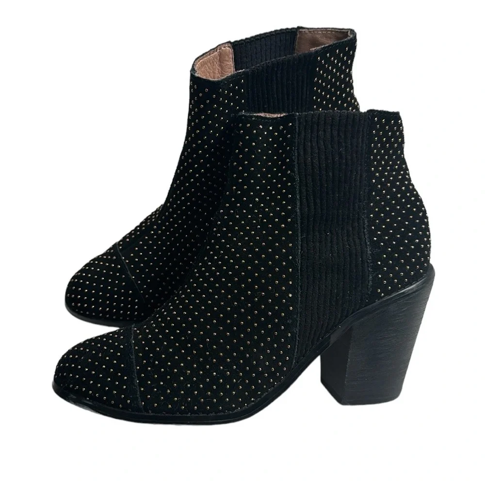 Any anthropology black micro beaded suede ankle boots size 8